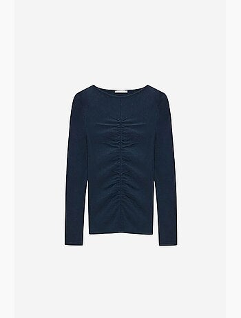 Blusa slim fit con escote barco y manga larga dilvin