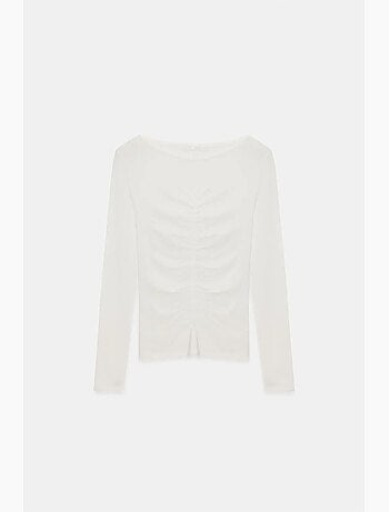 Blusa slim fit con escote barco y manga larga dilvin