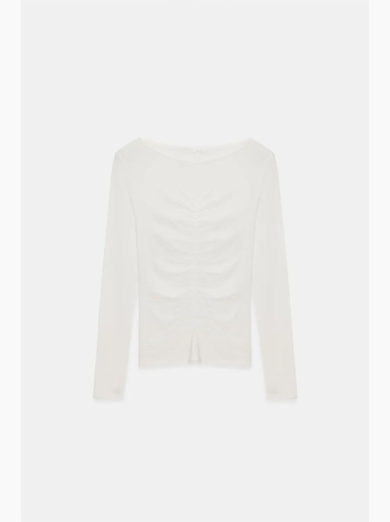 Blusa slim fit con escote barco y manga larga dilvin Crudo - Kiabi