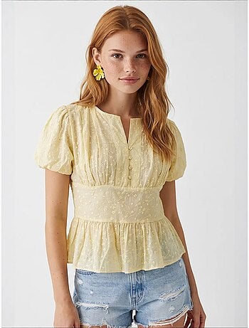 Blusa tejida con cuello en v bordada mixray