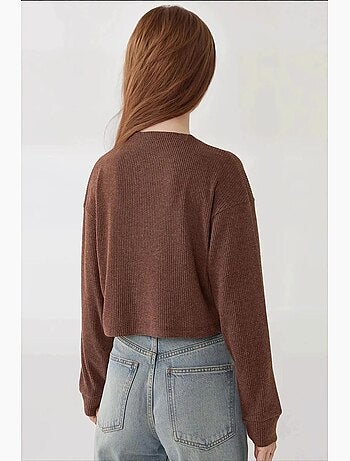 Blusa texturizada con cuello barco hiccup