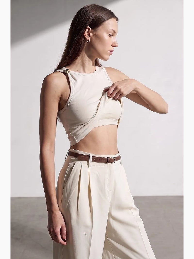 Blusa tipo camisola sin mangas de corte slim dilvin Marfil - Kiabi