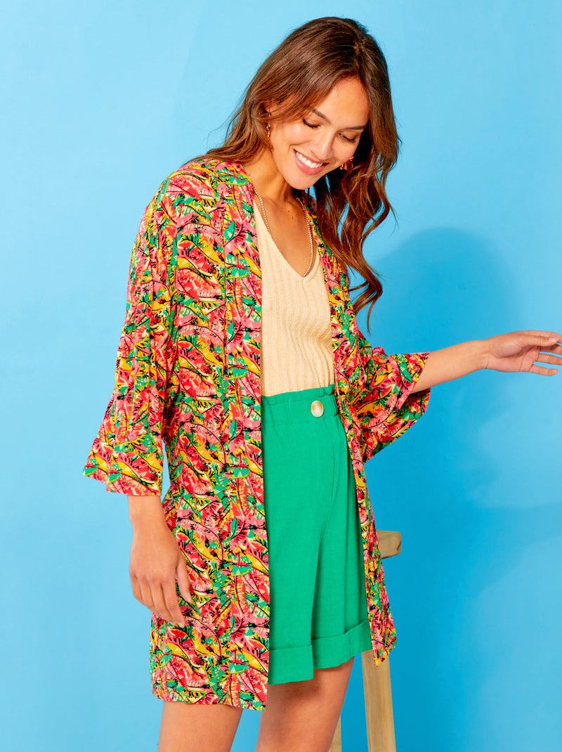 Blusa tipo kimono con estampado ROJO - Kiabi