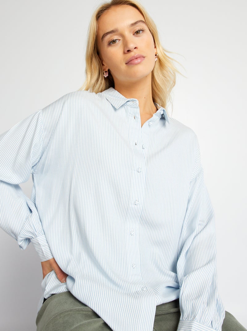 Blusa vaporosa a rayas AZUL - Kiabi