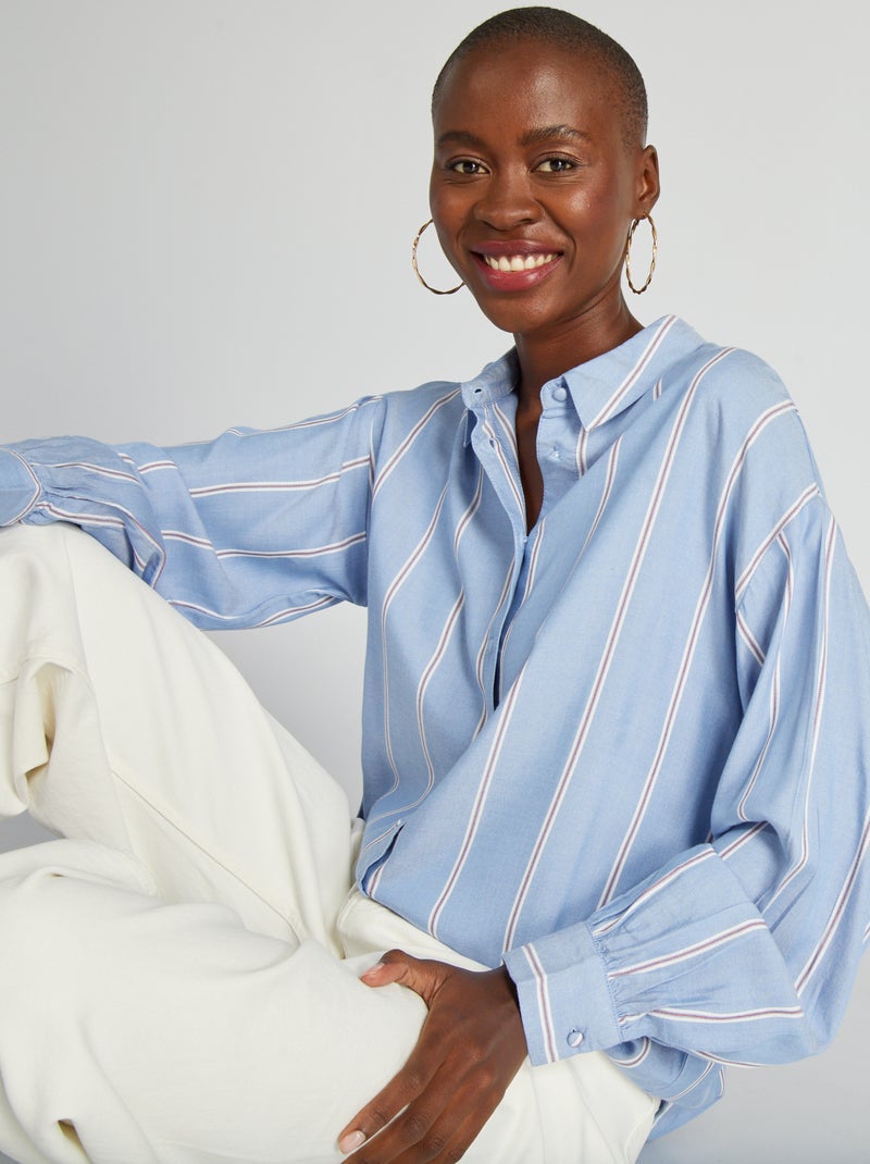 Blusa vaporosa a rayas AZUL - Kiabi