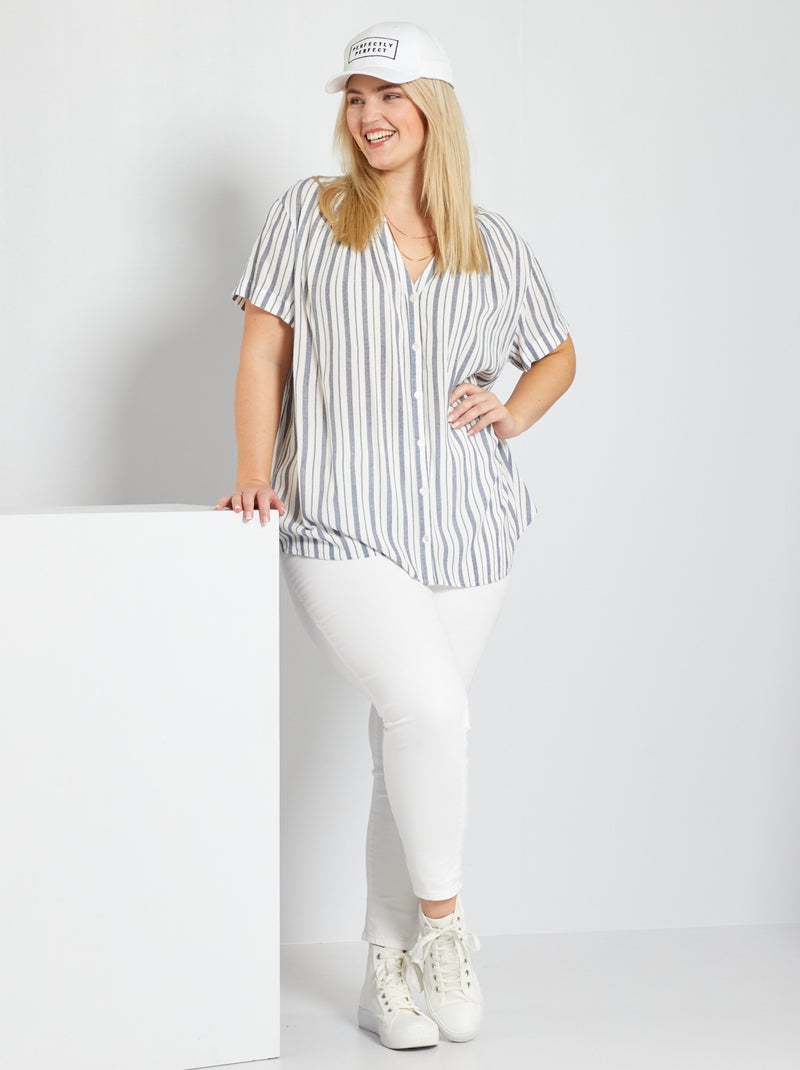 Blusa vaporosa a rayas BLANCO - Kiabi
