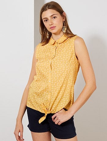 Blusa vaporosa con cuello claudine - Kiabi