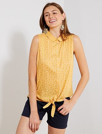 Blusa vaporosa con cuello claudine - Kiabi