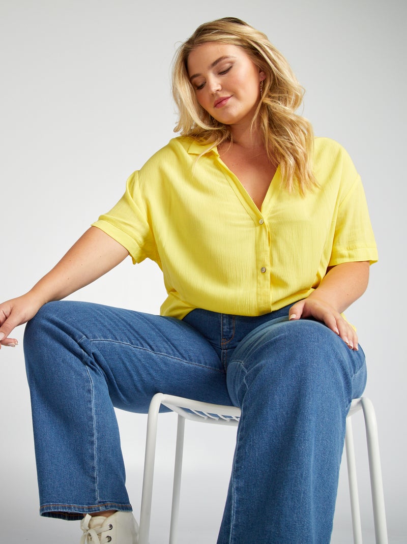 Blusa vaporosa con cuello de pico Amarillo - Kiabi