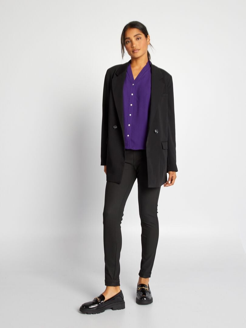Blusa vaporosa con cuello de pico PURPURA - Kiabi