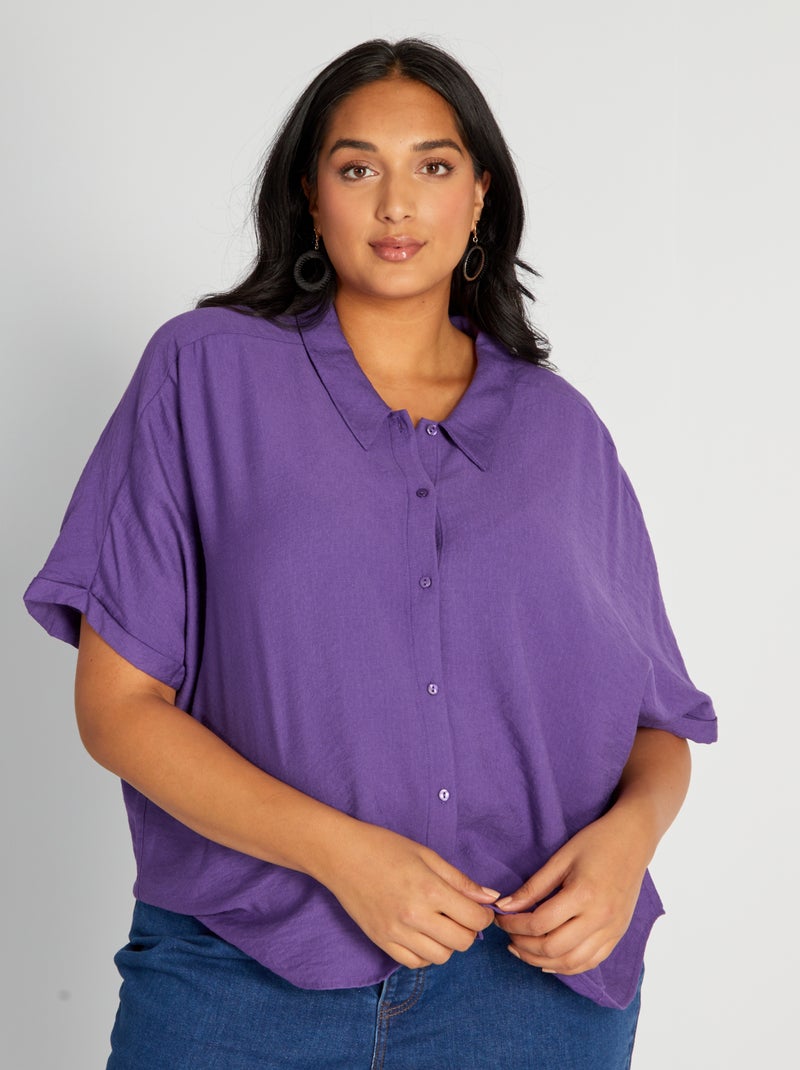 Blusa vaporosa con cuello italiano PURPURA - Kiabi