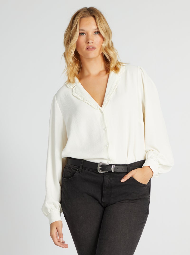 Blusa vaporosa con cuello sastre BLANCO - Kiabi