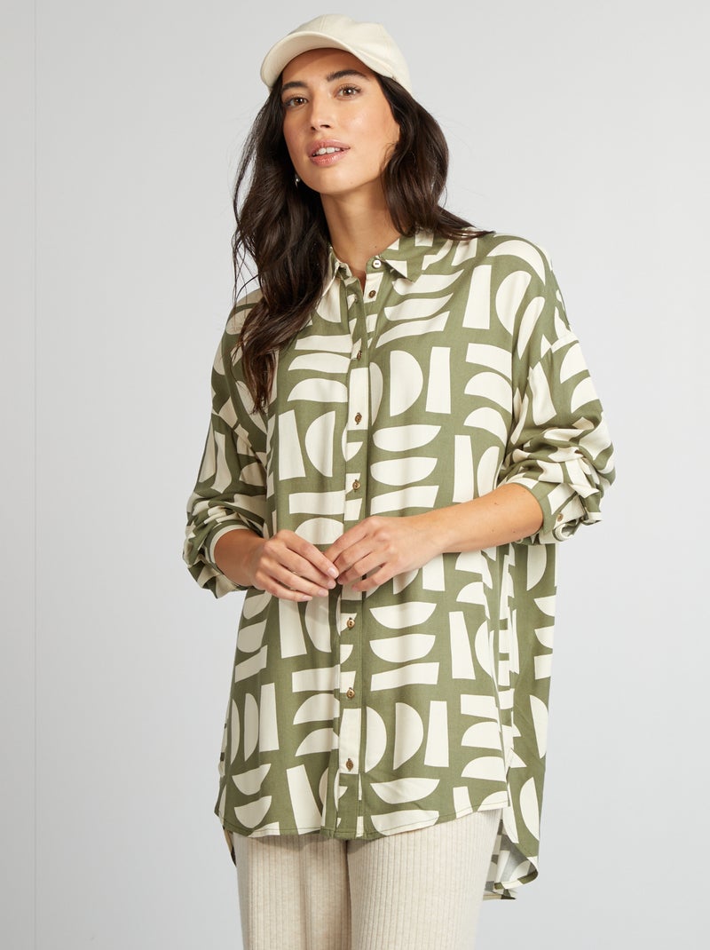 Blusa vaporosa con espalda más larga VERDE - Kiabi