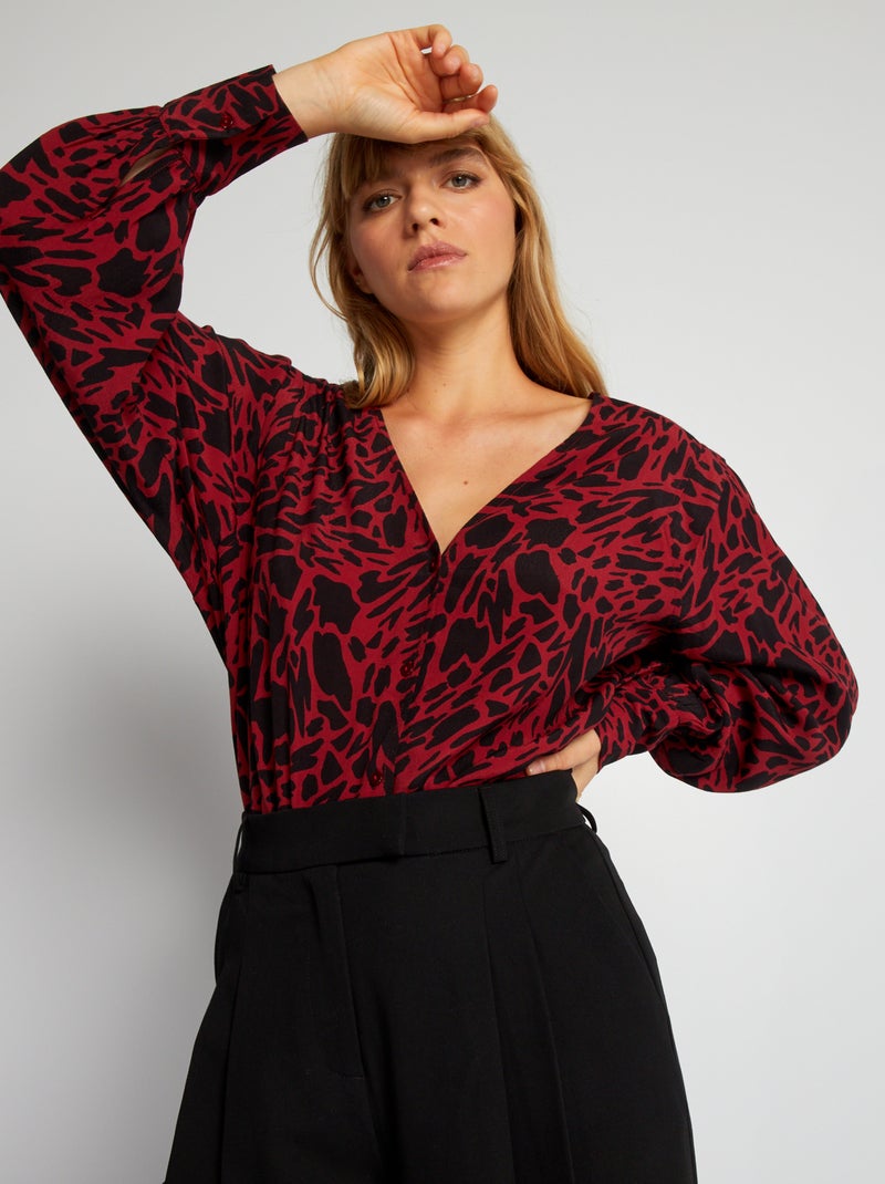 Blusa vaporosa con estampado Granate - Kiabi