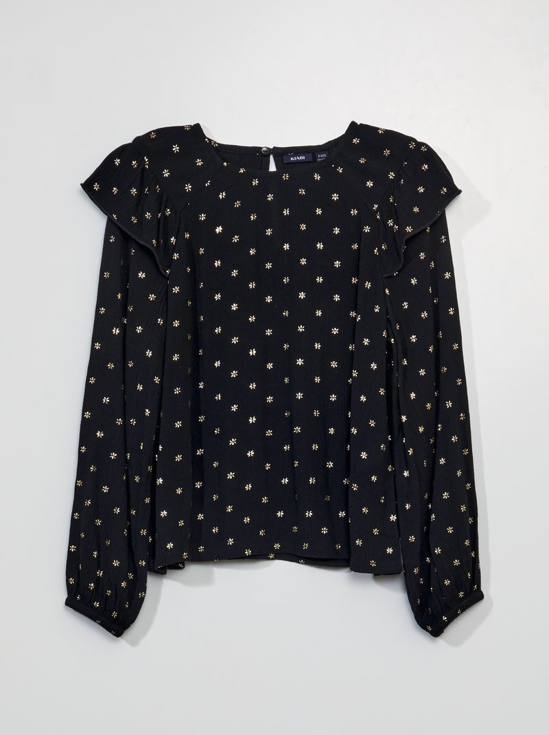 Blusa vaporosa con estampado NEGRO - Kiabi