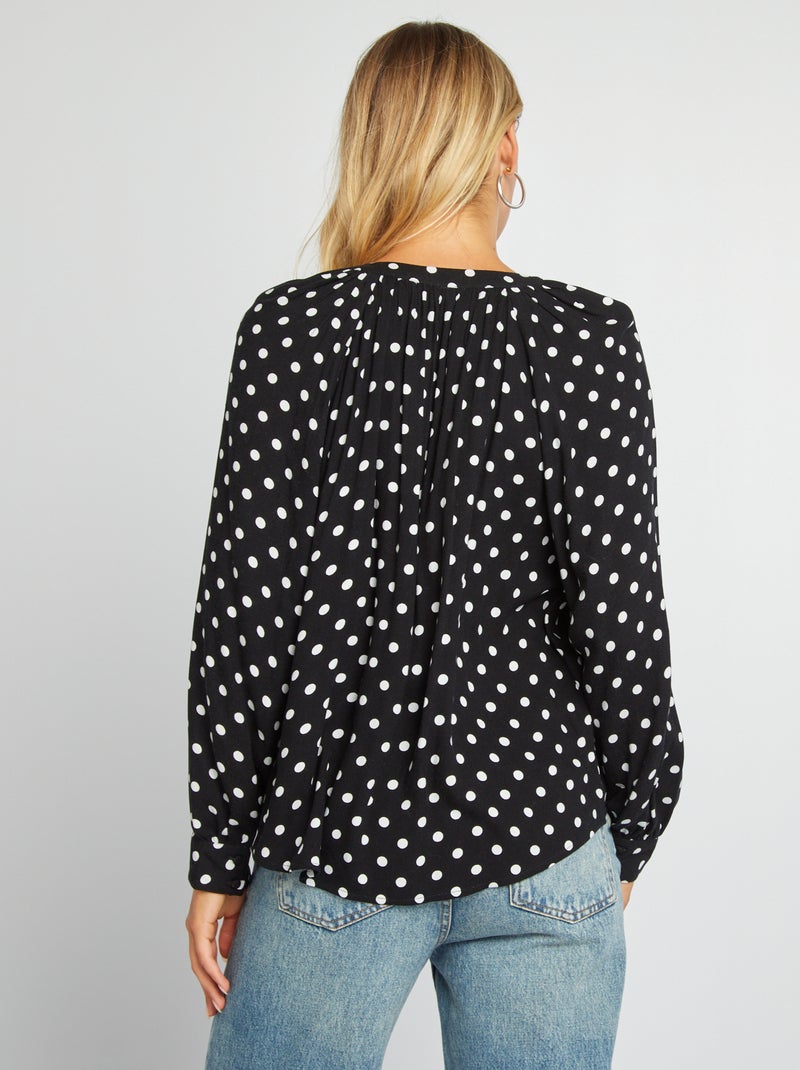 Blusa vaporosa con estampado NEGRO - Kiabi