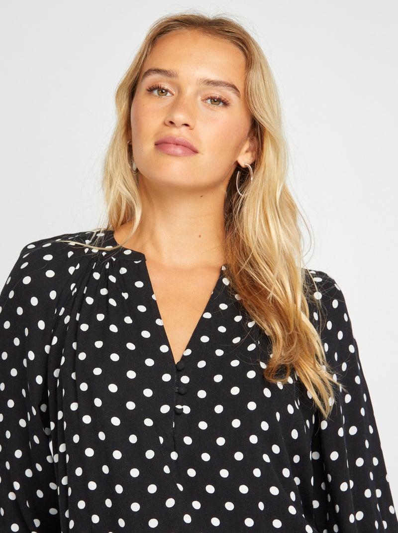 Blusa vaporosa con estampado NEGRO - Kiabi