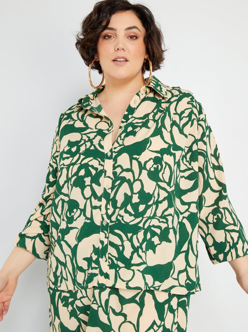 Blusa vaporosa con estampado VERDE - Kiabi