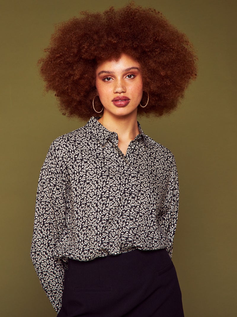 Blusa vaporosa de flores NEGRO - Kiabi