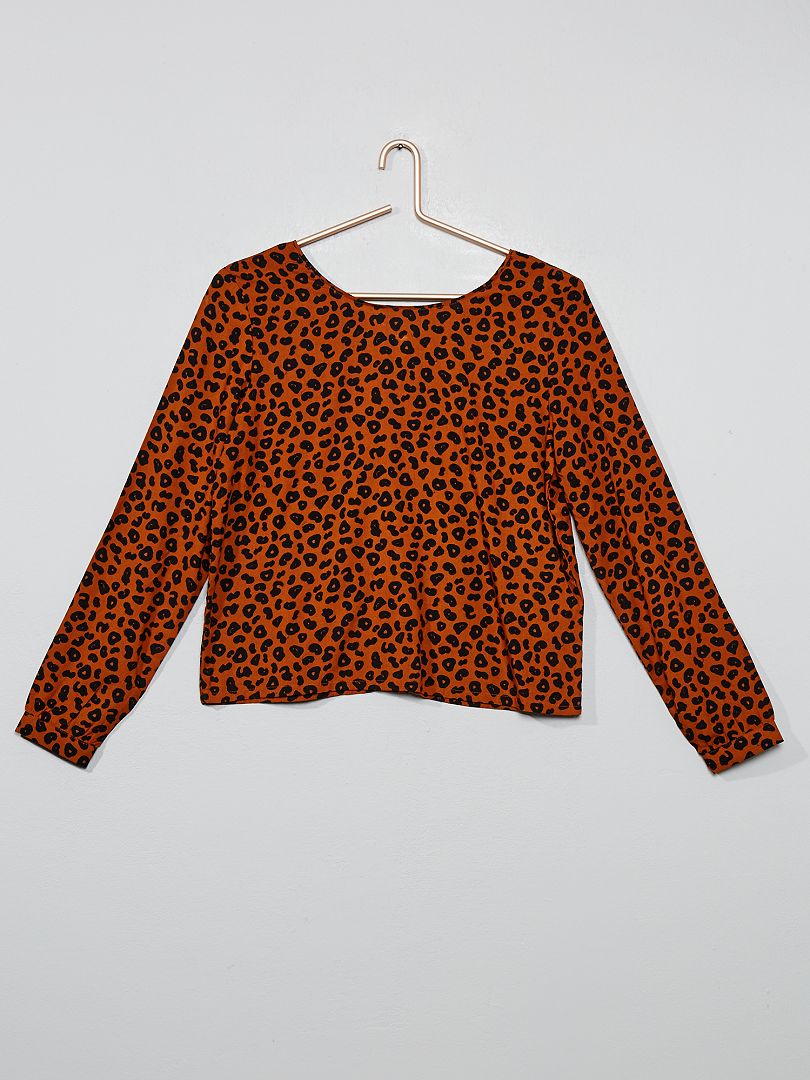 Blusa vaporosa de leopardo MARRON - Kiabi