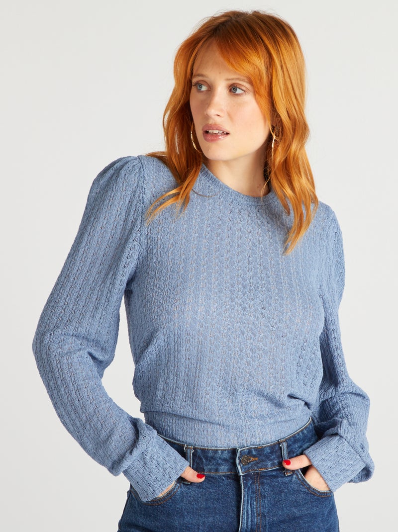 Blusa vaporosa de manga larga AZUL - Kiabi