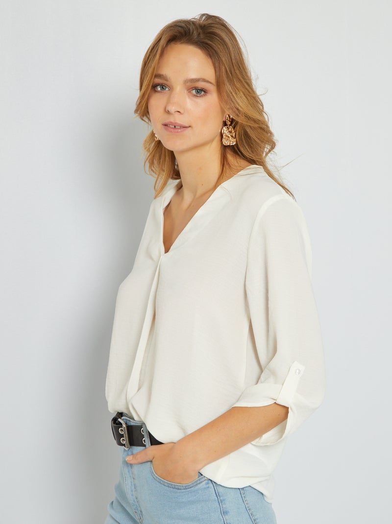 Blusa vaporosa de manga larga 'JDY' blanco - Kiabi