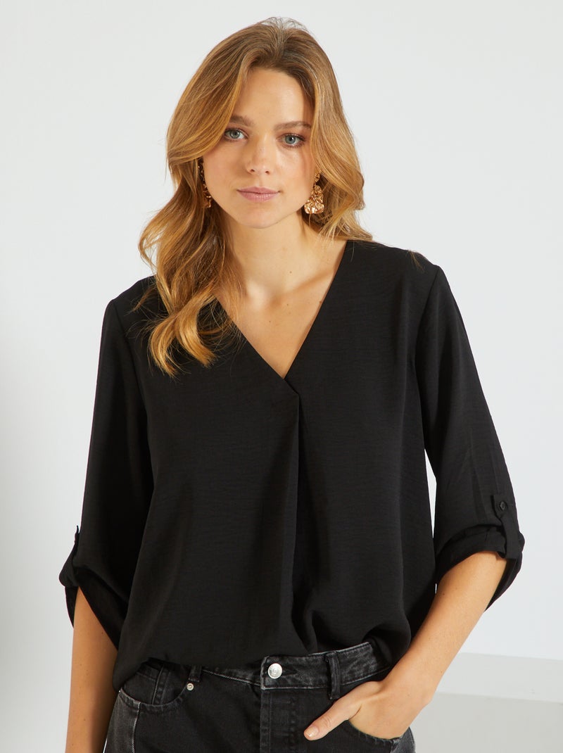 Blusa vaporosa de manga larga 'JDY' negro - Kiabi