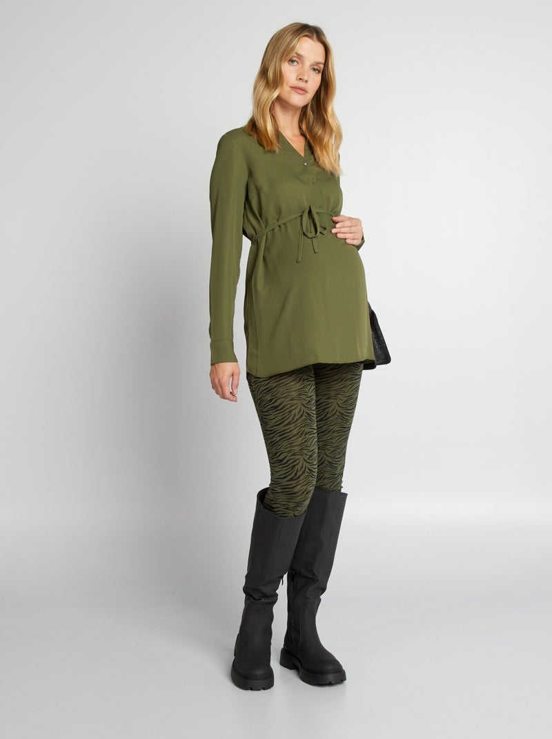 Blusa vaporosa de manga larga KAKI - Kiabi