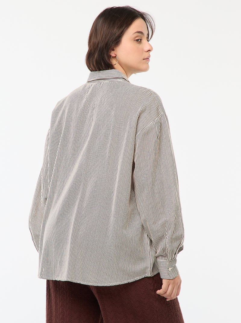 Blusa vaporosa de mezcla de lino Beige - Kiabi
