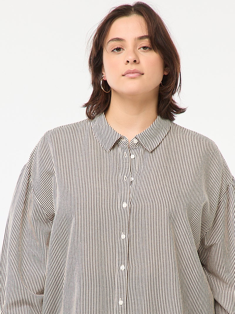 Blusa vaporosa de mezcla de lino Beige - Kiabi