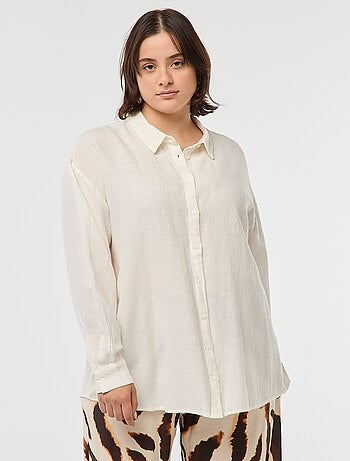 Blusa vaporosa de mezcla de lino