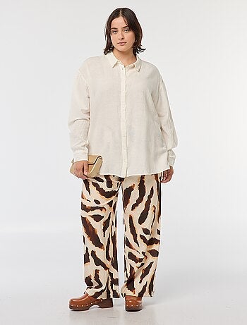 Blusa vaporosa de mezcla de lino