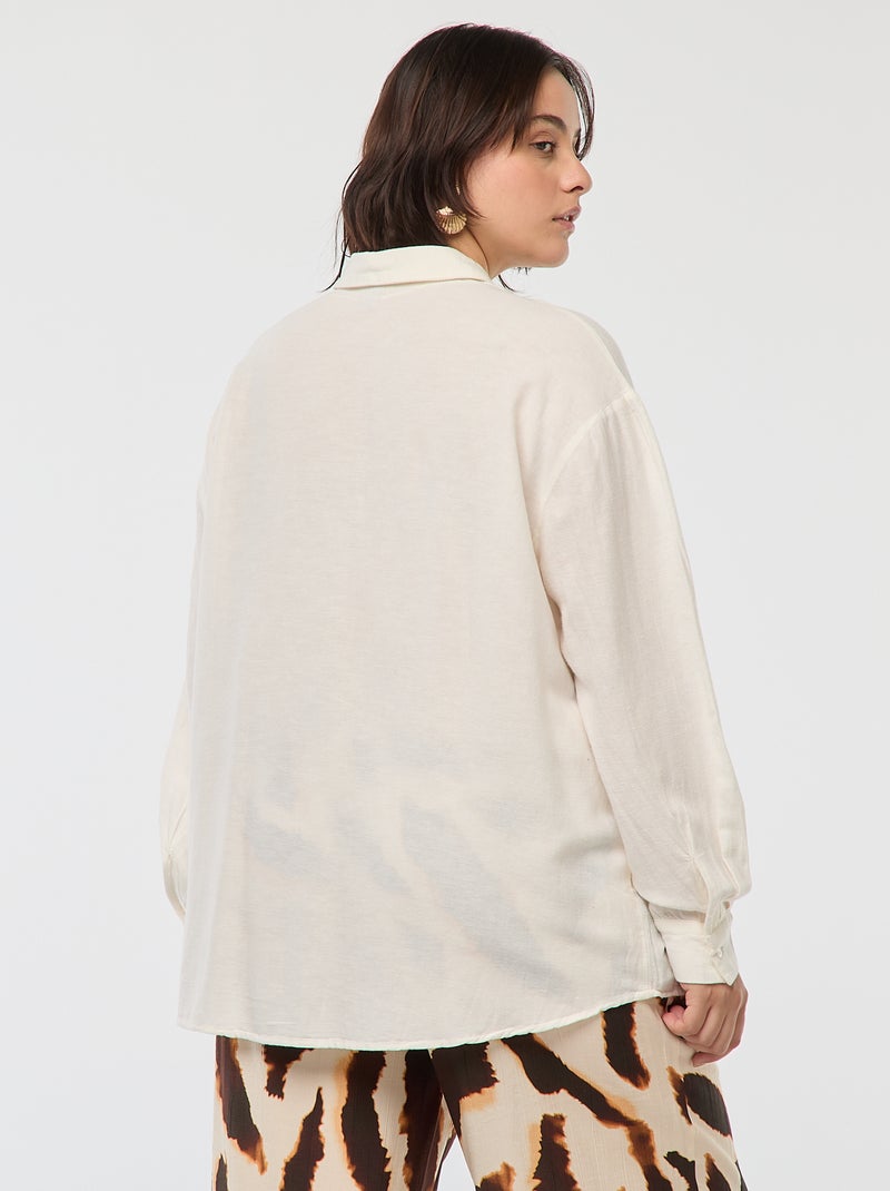 Blusa vaporosa de mezcla de lino Blanco - Kiabi