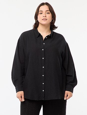 Blusa vaporosa de mezcla de lino