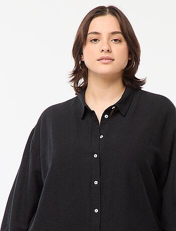 Blusa vaporosa de mezcla de lino