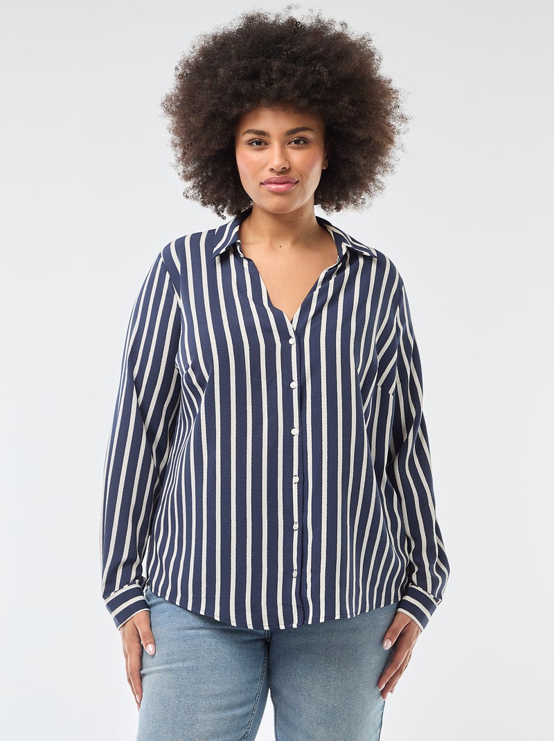 Blusa vaporosa de punto de crepé Azul - Kiabi