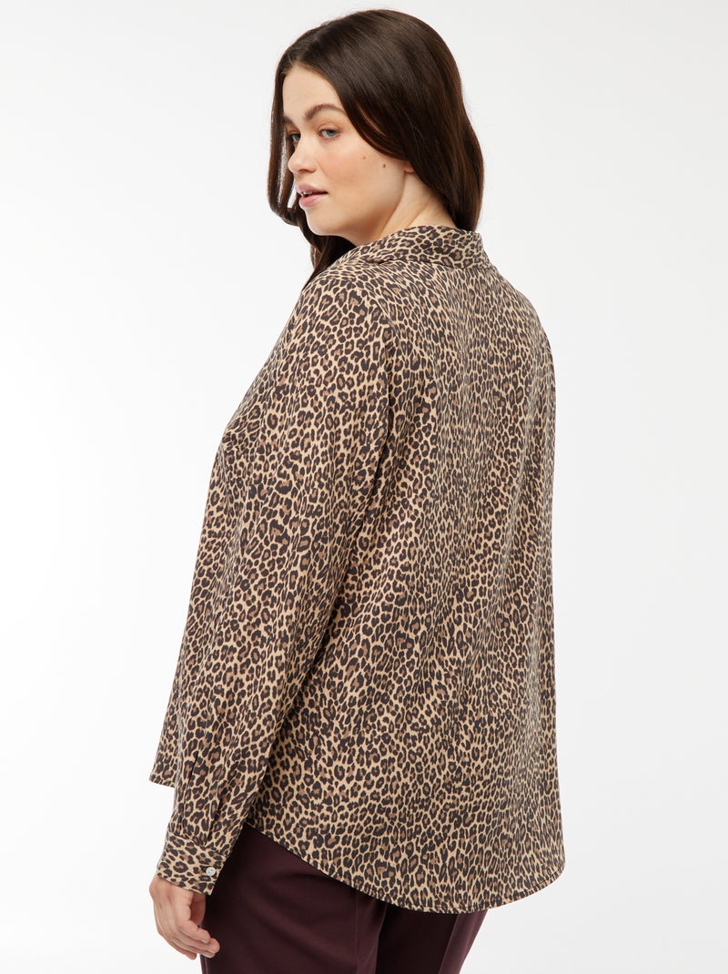 Blusa vaporosa de punto de crepé Beige - Kiabi