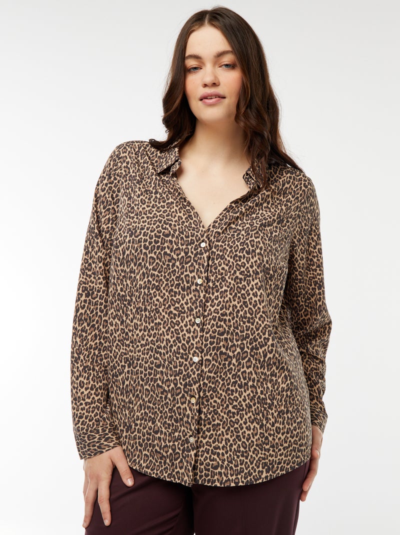 Blusa vaporosa de punto de crepé Beige - Kiabi