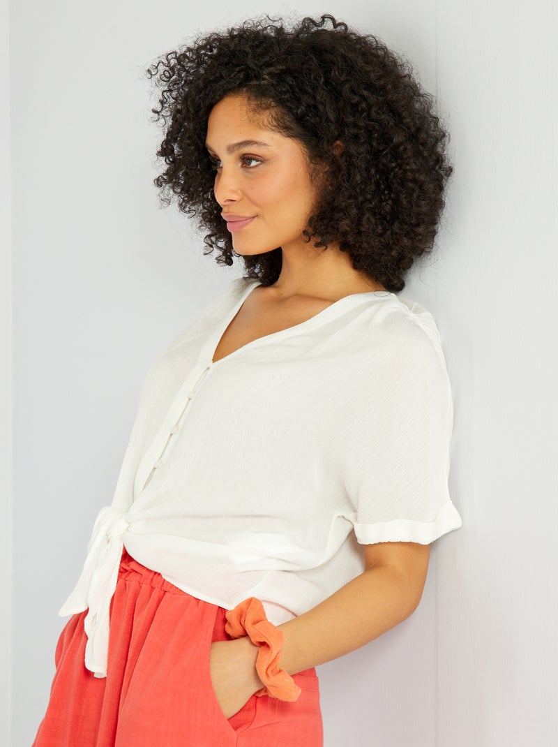 Blusa vaporosa de punto de crepé Blanco - Kiabi