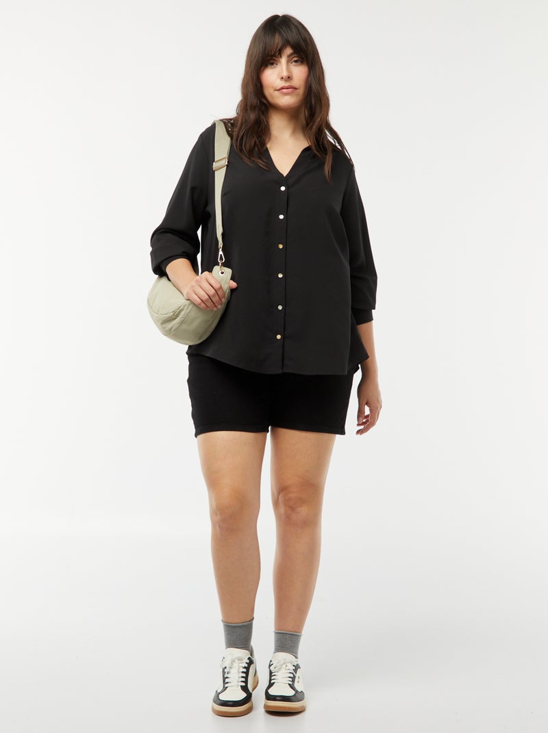 Blusa vaporosa de punto de crepé NEGRO - Kiabi
