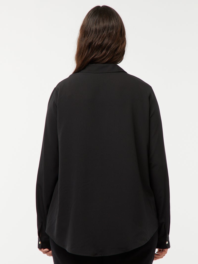 Blusa vaporosa de punto de crepé NEGRO - Kiabi