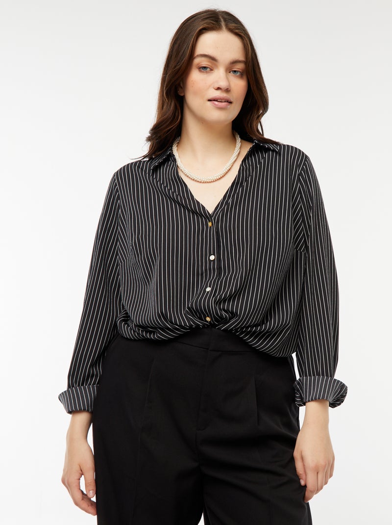 Blusa vaporosa de punto de crepé Negro - Kiabi