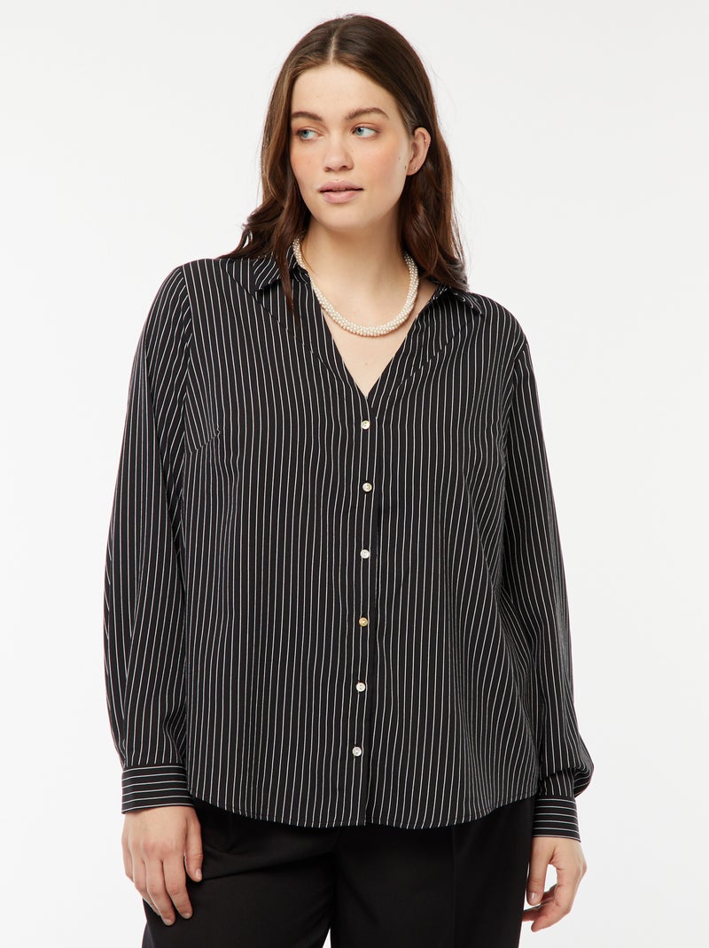 Blusa vaporosa de punto de crepé Negro - Kiabi