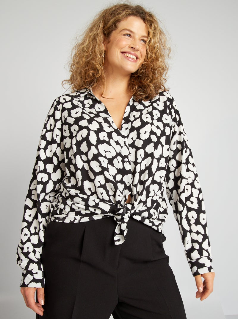 Blusa vaporosa de punto de crepé NEGRO - Kiabi