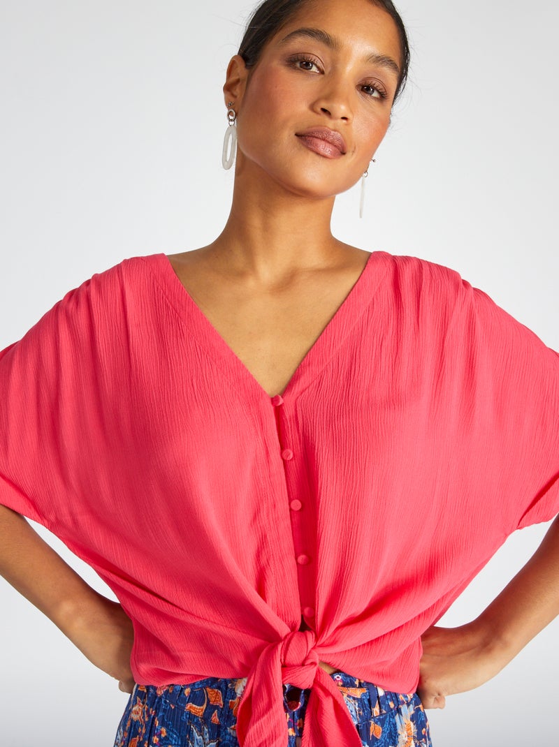 Blusa vaporosa de punto de crepé Rosa - Kiabi