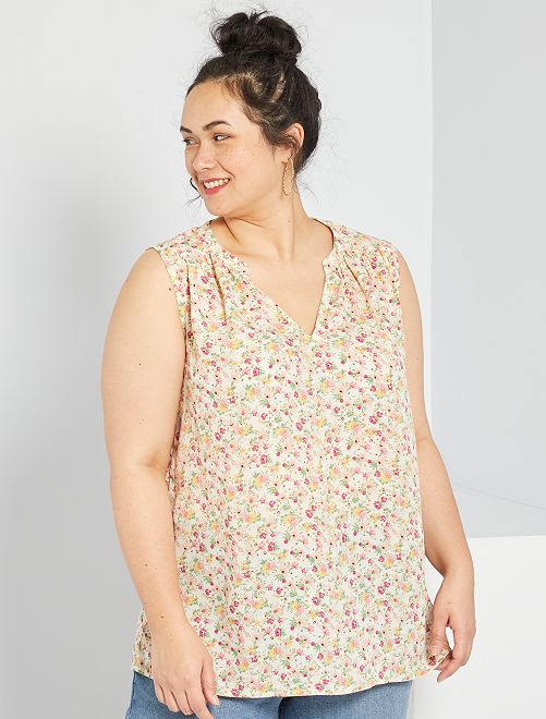 Blusa vaporosa estampada - BEIGE - Kiabi - 12.00€