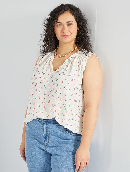 Blusa vaporosa estampada - BLANCO - Kiabi - 12.00€