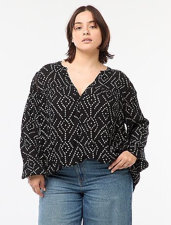 Blusa vaporosa estampada de punto de crepé
