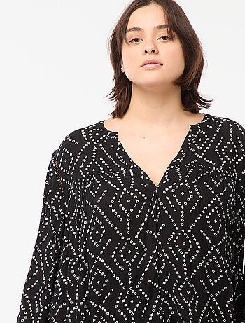 Blusa vaporosa estampada de punto de crepé