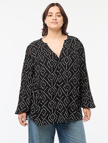 Blusa vaporosa estampada de punto de crepé